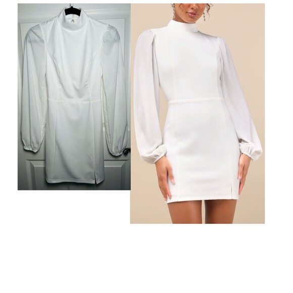 Lulus Dresses & Skirts - Lulus Exceptionally Flirty White Long Sleeve Backless Mini Dress Size XS NWOT